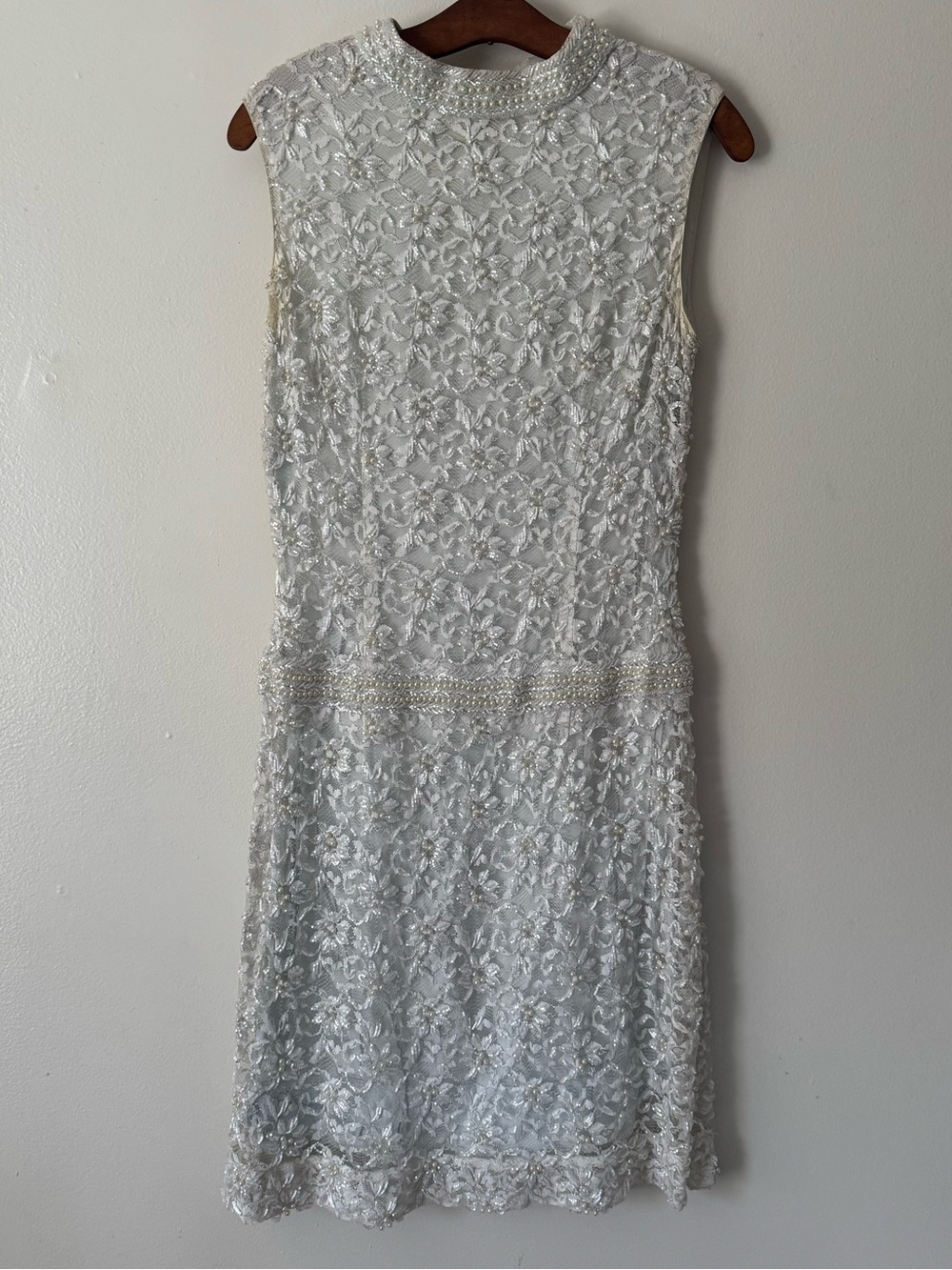 Vintage 1960s Beaded Lace Dropwaist Shift Dress